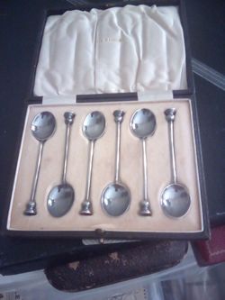 Set of 6 Silver Demitasse Spoons in Case