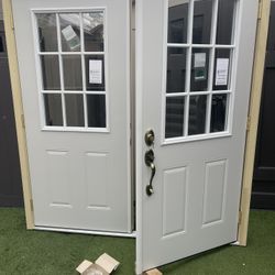New Double Door stel  Outswing Size W74 H81 Left Hand Open First Outswing From Inside $850 