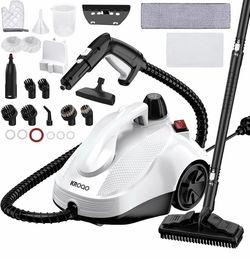 KroQo Steam Cleaner Heavy Duty Canister Steamer W/23 Accessories Steam Mop White