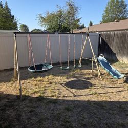 Swing Set With Saucer, 2 Swings And Slide