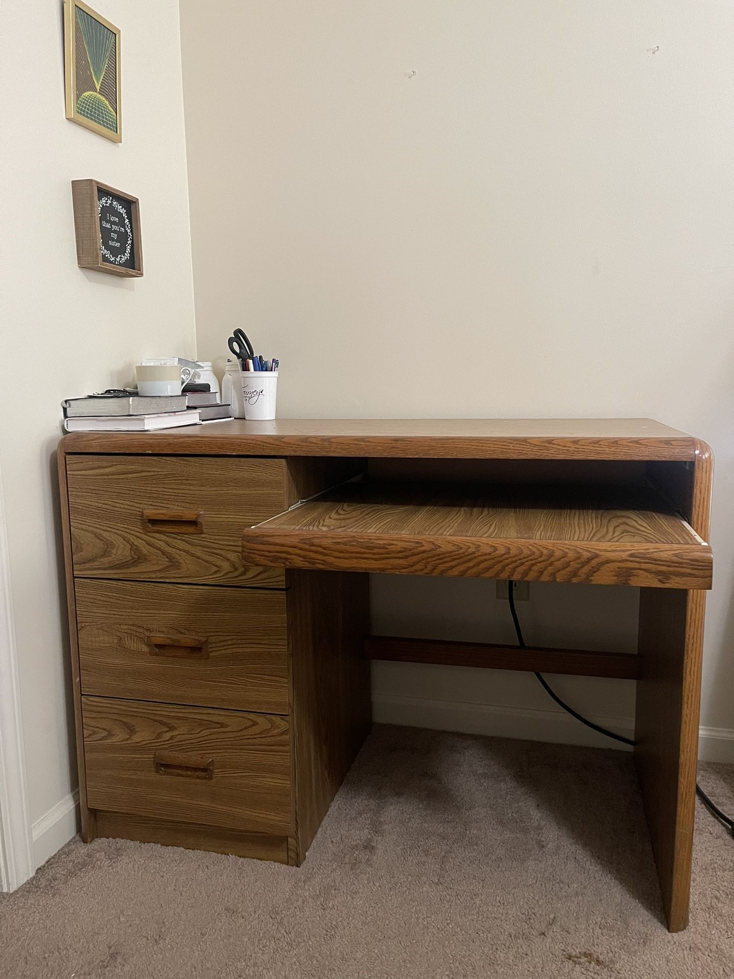 Wooden Desk With Drawers