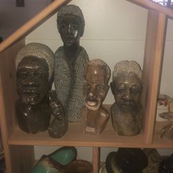 vintage African hand-carved Shona stone busts