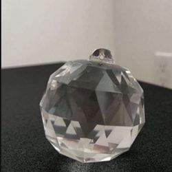 Vintage clear glass diamond cut paperweight ornament 3” In good condition