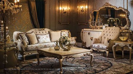 Handmade Baroque Living Room Set — Veyron 7280 Solid Wood