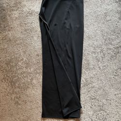 High Waist Long Black Skirt, High Leg Slit, Rhinestone Trim, Size Small