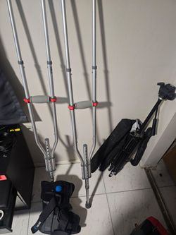 Crutches and medical boot