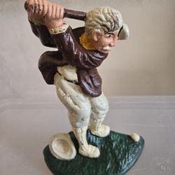 Vintage 1940's Cast Iron Golf Theme Door Stop 