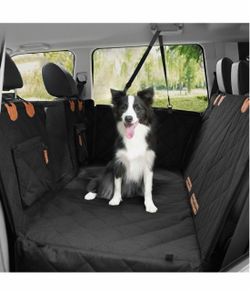 Dog Car Seat Cover for Back Seat, Hard Bottom Back Seat Extender for Dogs, Waterproof Car Hammock, Backseat Bed and Car Seat Protector, Nonslip Fit fo