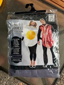 Breakfast buddies couples Halloween costume of bacon and eggs