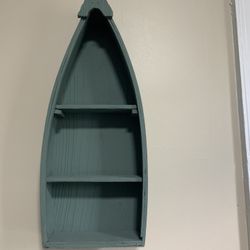 Hand Painted Boat Wall Shelf Wood Boat Shelf 23”Tall (Hang or Sit) 3 Shelves
