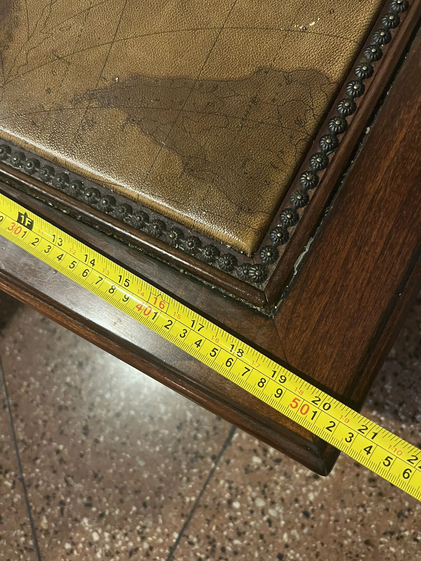 Wooden Coffee Table With Decorative Leg And A Distressed Top Finish