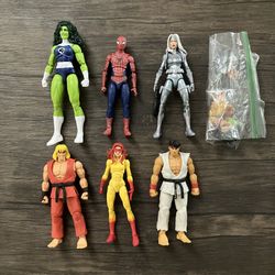 Hasbro Marvel Legends Spider-Man She-Hulk Jada Toys Street Fighter Figure Toy Lot