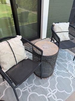 3 piece modern patio set  2 chairs - 1 side table black