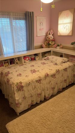 Twin size trundle bed with frame.