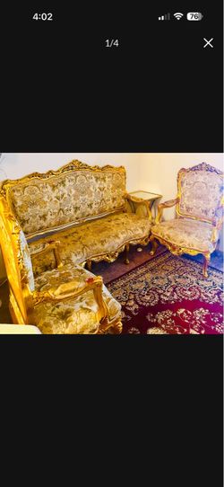 Gold Sofa Set – 3 Seater – For Sale Clean and stylish 3-seater sofa set. Selling because we are moving. Still in great condition and very comfortable.