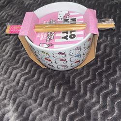 Hello Kitty Ramen Bowl With Chopsticks