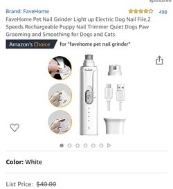 Pet groomer nail grinder