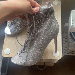 Silver Bootie Heels 