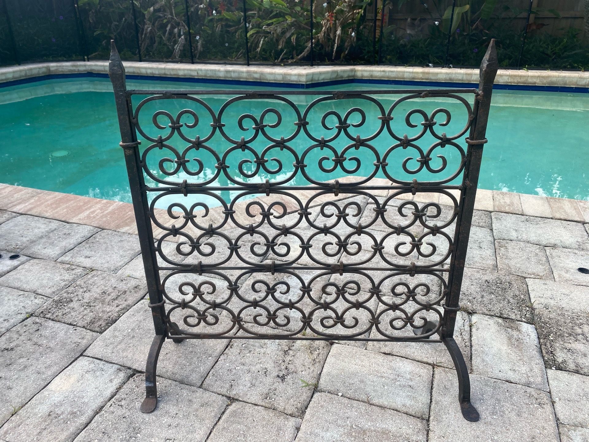 Vintage French Wrought Iron Fireplace Screen