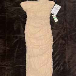 Long gold slim neutral dress