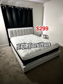 New queen bed frame with mattress