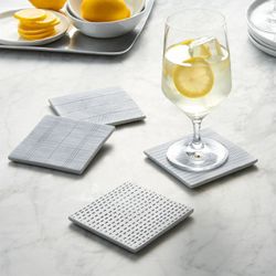 Crate & Barrel Set of 4 Linea Tile Coasters