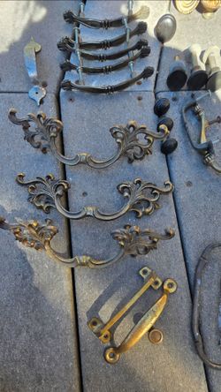Vintage Brass & Metal Drawer Pulls Hardware Lot