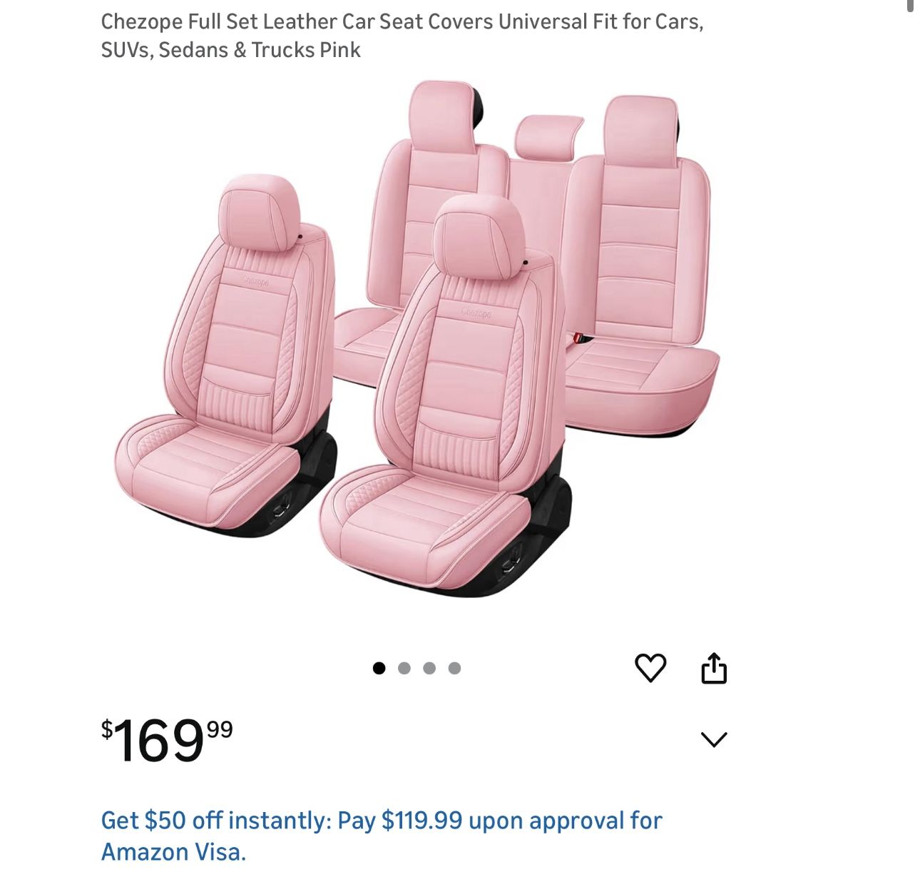 Chezope Full Set Leather Car Seat Covers-Waterproof Durable Automotive Protection Seat Covers Universal Fit for Most Cars, SUVs, Sedans & Trucks (Pink