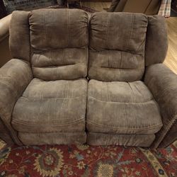 Brown Flexsteel Manual Reclining Microfiber 3pc. Furniture Set