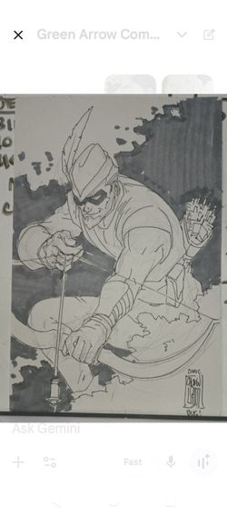 Green Arrow Bust Commission Orig. Art With Pencil Sketching 6.75 X 10.5 In. By Andrew Leavitt