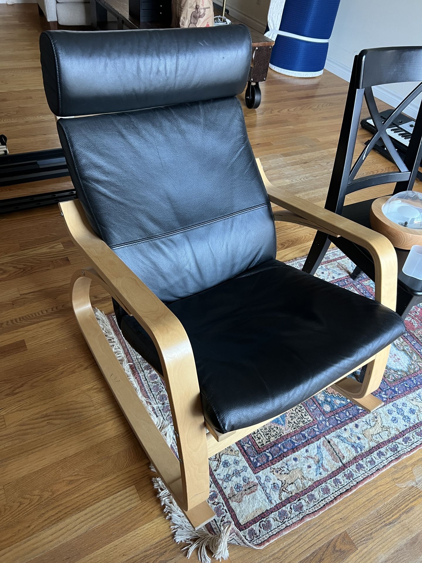 IKEA Poang Rocking Chair w/ Leather Cushion