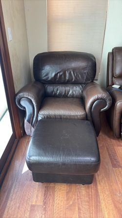 Leather seat with foot stool