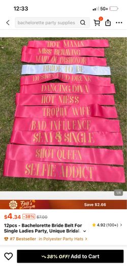 Bachelorette Party Sashes Set of 12