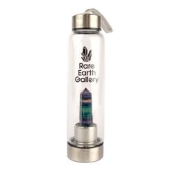 Fluorite Quartz Point Crystal Water Bottle with Sleeve Included