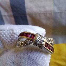 Vintage Solid Real Stamped Silver 925 With Ruby Stones Size 6 $25 Please See All Pictures Pick Up At Country Club And Grant 