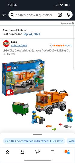 Lego City 3 Sets Of Trucks, Fire truck, Garbage Truck, Street Sweeper