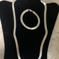 Silver 925 Italian Necklace And Matching Bracelet 