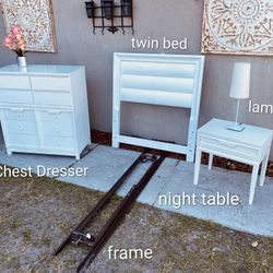 5 Piece Twin Size White Bedroom Set 