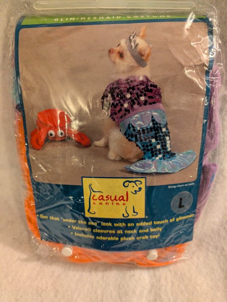 Little Mermaid Costume For Dogs With Wig Size L