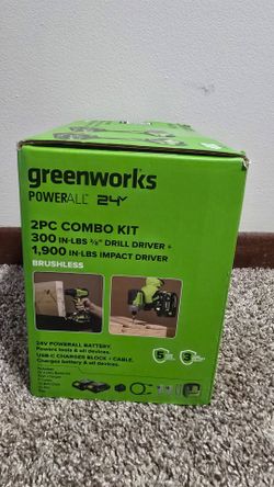 Greenworks 24V Cordless Drill & Impact Driver Combo Kit - BRAND NEW