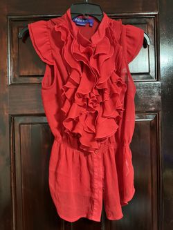 Red Button Up Top 