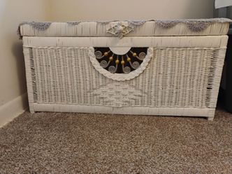 Cute white wicker trunk