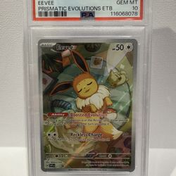 Pokemon PSA 10 Eevee #173 Prismatic Evolutions ETB Promo English