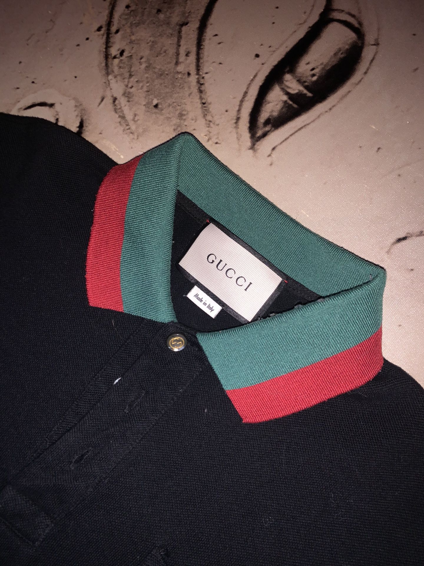Gucci Red And Green Web Collar Polo 