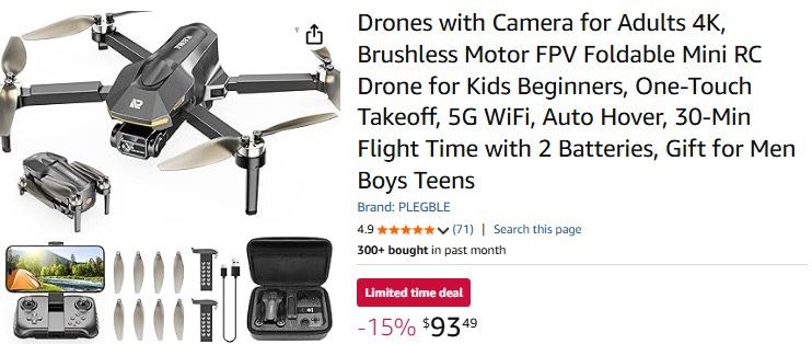 Drones with Camera for Adults 4K, Brushless Motor FPV Foldable Mini RC Drone
