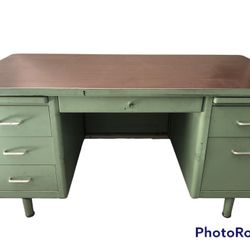 Vintage 1950’s Metal Teachers Desk Mint Green