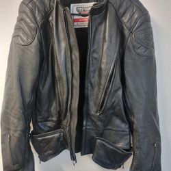 Leather Motorcycle Jacket First Gear 44 TALL LARGE