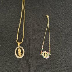 Virgin Mary Necklace And bracelet Set