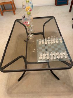 Glass and metal coffee table. 40x30
