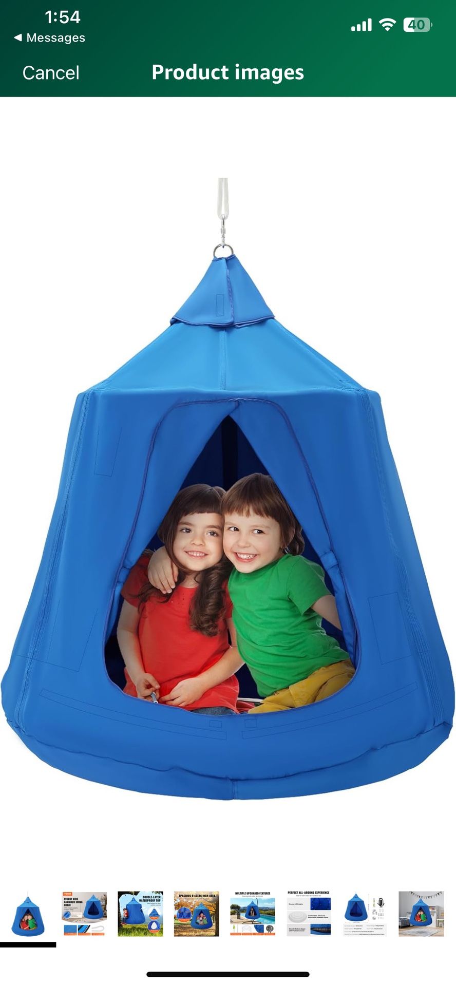 Tree Tent, 330 LBS Capacity Hanging Tent Swing for Indoor and Outdoor Hammock Sensory Swing Chair w/LED Lights String, Inflatable Base, Ceiling Swing